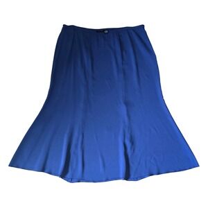 Sutton Studio Royal Blue‎ Silk Blend A-Line Midi Skirt Plus Size 2X Bohemian